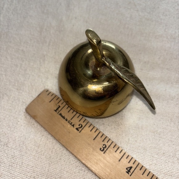 Vintage Small Brass Apple Bell w/ Stem and Leaf Teacher Vibes - Picture 6 of 6